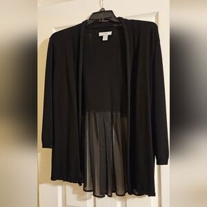 CJ Banks Open front cardigan sweater w/sheer back panel Sz 0X